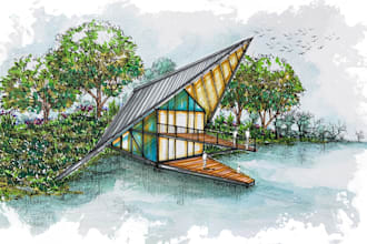 create architectural sketches for portfolios