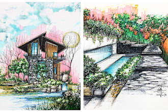 sketch interior and exterior architectural designs