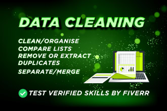 do excel data cleaning, organize, compare, extract or remove duplicates, format
