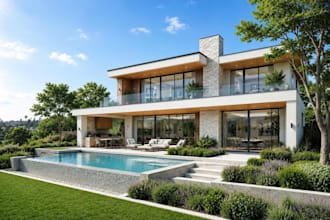 create photorealistic architectural rendering for modern houses
