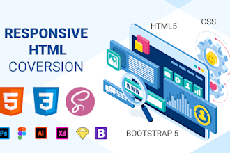 convert PSD to responsive HTML, bootstrap 5