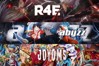 design anime headers yt banners custom logo