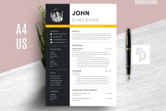design update or edit resume template and cover letter