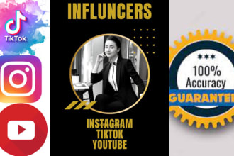 find tiktok, youtube and instagram influencers for brand influencing marketing