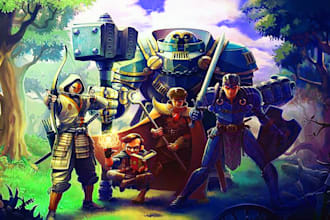 dnd character concept art or illustration, fantasy rpg party