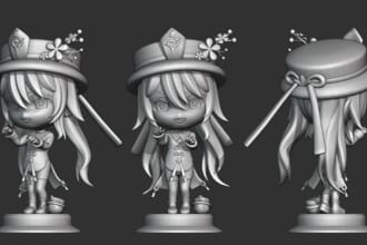 do design 3d chibi character model for 3d printing