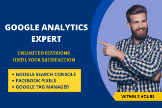 fix or setup google analytics, search console, facebook pixel
