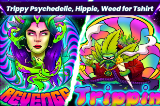 do trippy psychedelic hippie weed for t shirt design