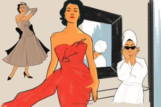 draw a fashion illustration in a classic vintage style