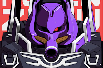 draw mecha, robot, gundam for your artwork or nft project