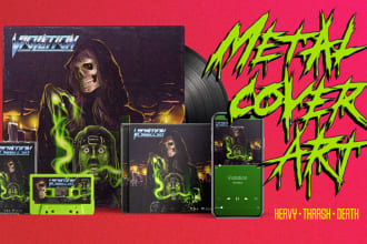 create a thrash death heavy metal album cover