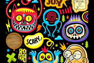 draw unique kawaii discord doodle stickers illustration
