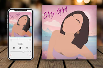 create flat cartoon album cover art or album art