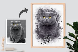 create realistic oil painting custom digital pet watercolor