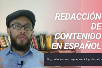 copywriting, SEO website content, article or blog writing in spanish