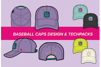 design your baseball caps techpack and hats sketch