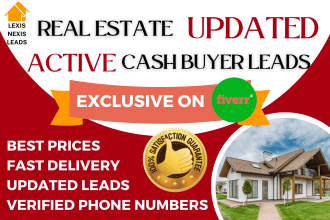 provide you active real estate cash buyers  leads, lists with skip tracer