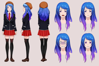 do professional character design, character sheet, anime illustration of oc