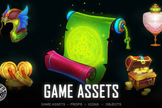 create 2d game assets props icon and objects