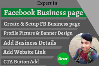 create a facebook business page with  banner and page setup