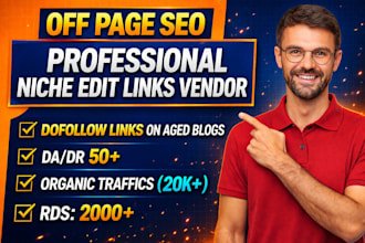 off page SEO with niche edit link insertion high da backlinks building service