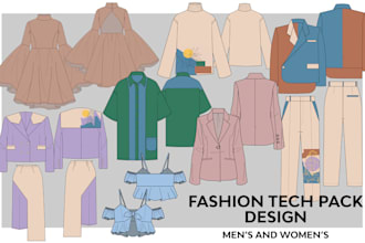 create fashion technical sketch and tech pack