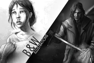 make quick black and white illustrations for your stories