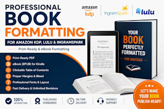 do professional book formatting for amazon KDP, lulu, and ingramspark