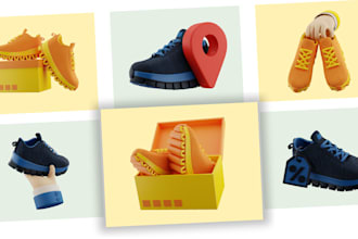 make 3d shoes cartoon, middle, realistic