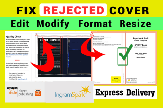 fix error, edit, modify, resize, format, edit book cover, amazon  KDP manuscript