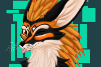 draw your furry fusona and protogen icon or headshot