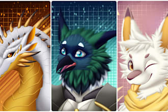 draw your furry fusona and protogen icon or headshot