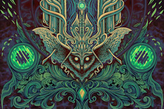 draw a incredible dark art illustration with engraving style