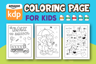 create children or adults custom interior coloring pages for KDP book business