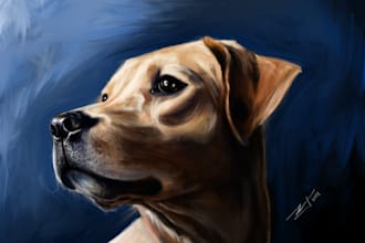 do amazing digital pet portrait painting such as cat, dog, other animal