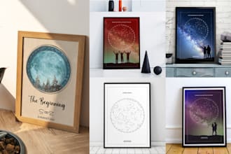 design star constellation map night sky poster