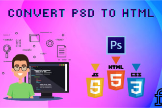 convert PSD to HTML, xd to HTML, figma to HTML responsive bootstrap 5