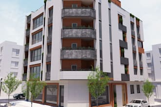 3d design of architectural plans and architectural facade
