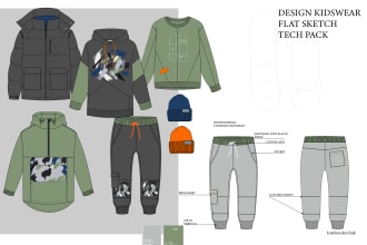 create professional fashion technical sketch and tech packs