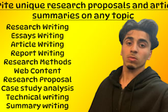 write unique research proposals and article summaries on any topic