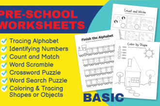 design custom activity book, flash cards  for school kids