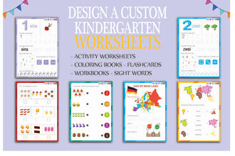 design kids worksheets, activity books, flash cards