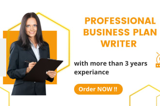 write a full business plan for your startup, project