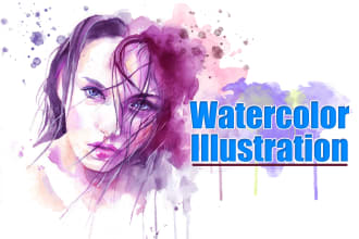 draw realistic watercolor illustration or digital painting from any photo