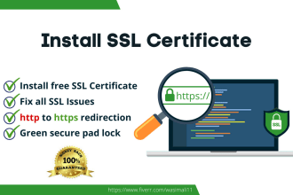 install free SSL certificate, redirect http to https and fix SSL issue