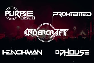 design music, dj, studio record or band logo