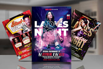 create business, church, comedy show, club, dj, any party or event flyer design