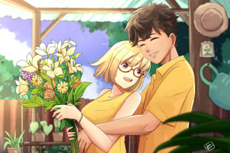 draw your couple, fanart, canon and photo with anime style