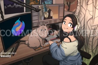 draw custom screen or banner for twitch or youtube or lofi