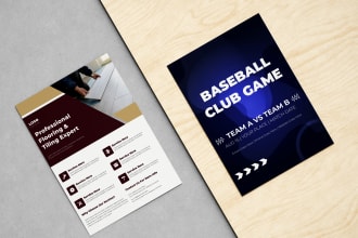 design flooring installation, baseball tournament, and ice cream shop flyer